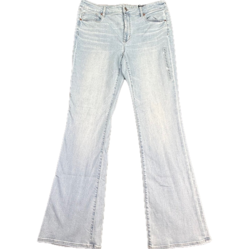 American Eagle Skinny Kick Jeans Womens 16 Long Light Blue High Rise Stretch